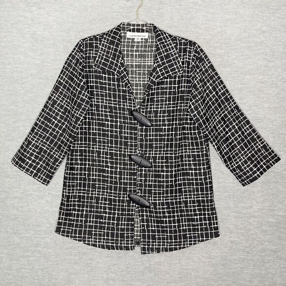 Caroline Rose Blazer Jacket Black White Minimalist Womens Size XS Art‎ To Wear
